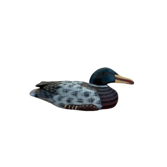 Vintage Wooden Hand Carved‎ Painted Duck Decoy Yellow Beak Stripe Breast *SEE - Picture 4 of 12